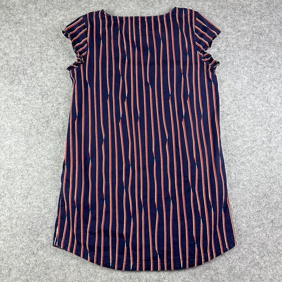 Hanna Andersson Dress Womens L Blue Stripe Shift Stretch Cap Sleeves Pockets - Picture 6 of 15
